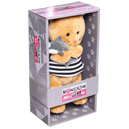 Soft toy "Cat Solbaskin in a vest with a shark", 25 cm-1