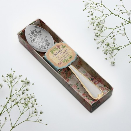 A teaspoon spoon with an engraving “best mother”, in a gift box, 3 x 14 cm.-1