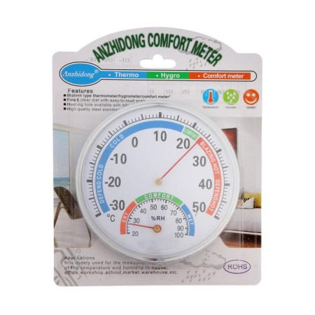 Street thermometer, mechanical, hygrometer, round, metal-7