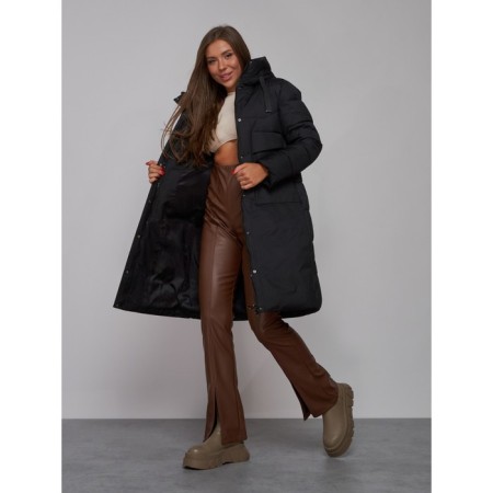 Coat insulated winter female, size 50, black color-15