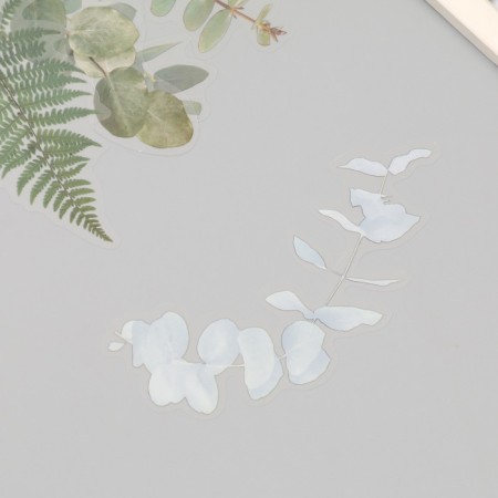 Plastic stickers "leaves and quotes. Green" set 12 pcs 8.5x21.5x0.2 cm-2