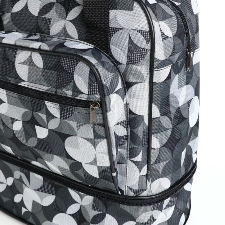Lightning bag, with an increase, external pocket, black/white color-3