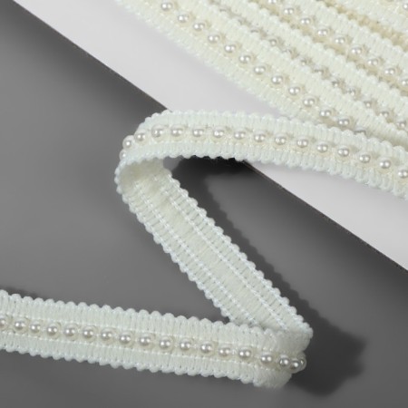 Weeks are decorative, with beads, 13 mm, 4.5 ± 0.5 m, white color-1
