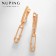 Earrings with rhinestones Xuping Pin, white in pink gold