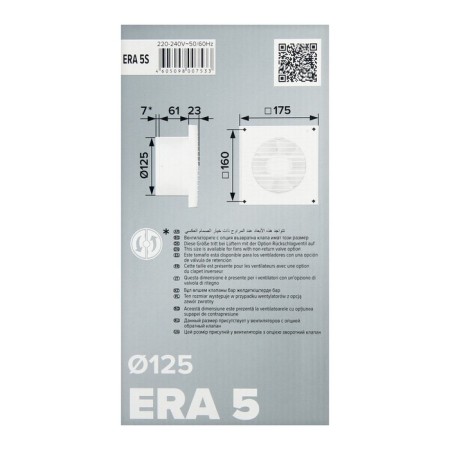 Exhaust era 5s fan, 175x175 mm, d = 125 mm-6