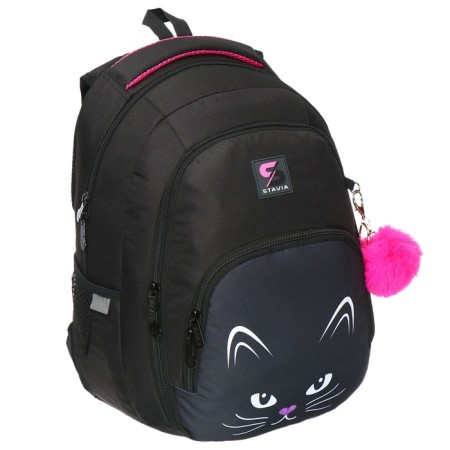 Youth backpack, 42 ​​x 31 x 13 cm, ergonomic back, stavia "cat muzzle", black-1