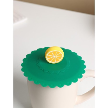 Lid - Silicone shade "Lemon" D = 11 cm, green color-4