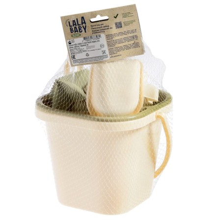 Set for playing the sand, 8 objects: scoop, robberies, sieve, bucket, 4 soft molds-8