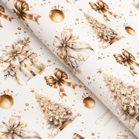 Packaging paper "Snow Christmas tree", gloss, 80 g/m2, 50 x 70 cm-1