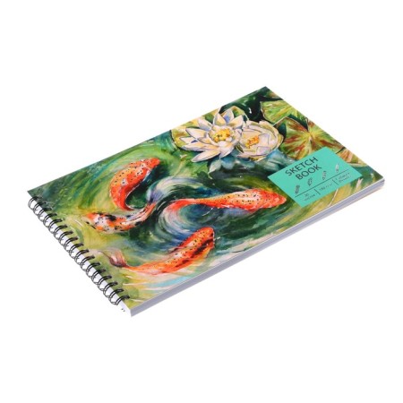 A5+sketchbook, 30 sheets, on the crest "Koi Koi", hard cover, glossy lamination, foil embossing, block 180 g/m2-1