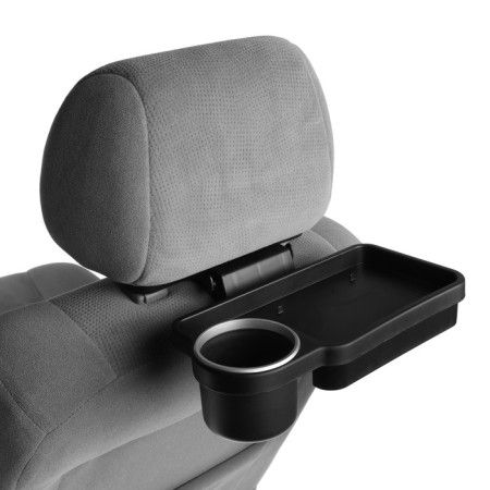 A table with a cup holder for a headrest.-3
