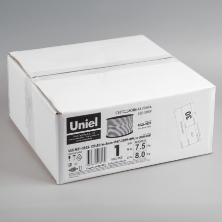 Flexible neon Uniel 8 × 16 mm, IP67, 50 m, SMD2835, 120 LED/m, 10 W/m, 220 V, glow cold white-6