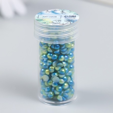 Decor "Semiobusins ​​and rhinestones. Gradient blue-gold" d = 4 mm 10g 200 pcs 5x2.5 cm mix-4