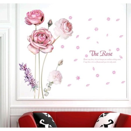Interior plastic sticker "Pink roses" 60x90 cm