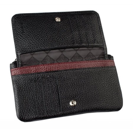 Purse with zipper, black-bearded color-1