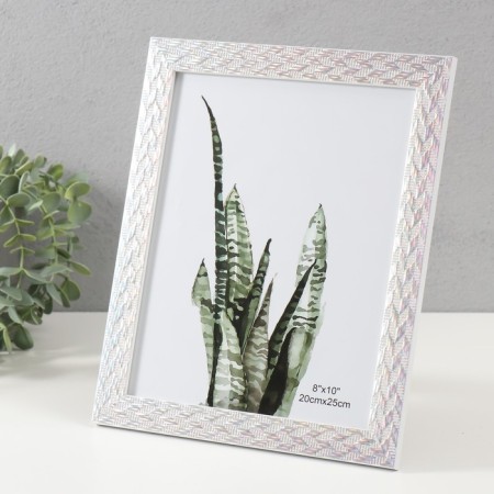 Photo frame plastic 20x25 cm "Double braid" silver with holographia 23.4x28.5 cm-1