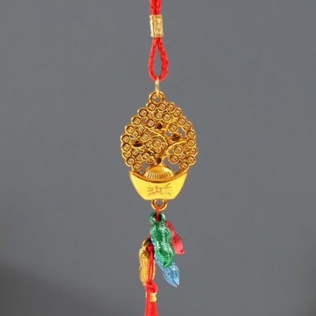 Plastic suspension, textiles "Cash tree on an ingot of iambic with peanuts" 25 cm-1