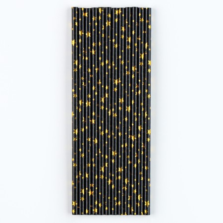 Stars of cocktail tubes, set 12 pcs., Golden color