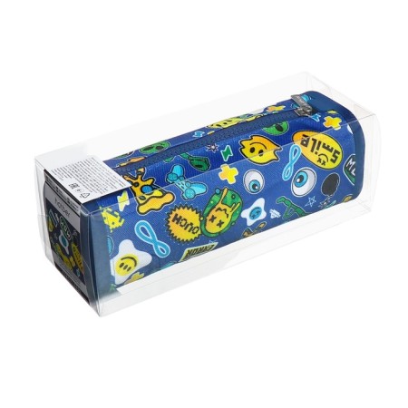 Penal soft, 1 compartment, quadro, 70 x 200 mm, Hatber "stickers" silicone+textiles, blue npn_72260-4