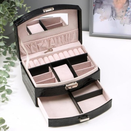 Casket to the leatherette to jewelry "Black gloss" 20x15x11 cm-5