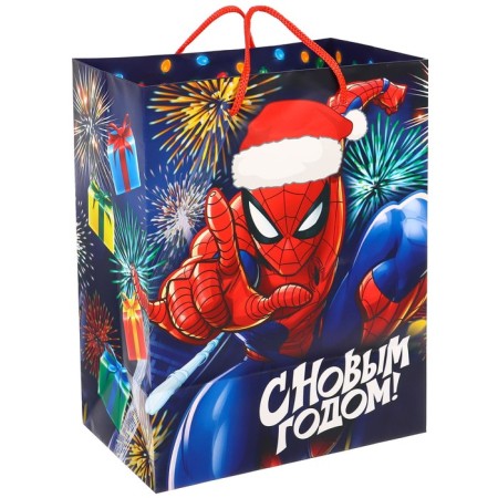 New Year. Gift package, 23x18x11.5 cm, packaging, spider-man-2