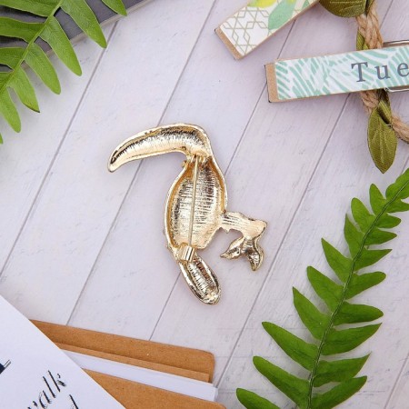 Brooch "Tukan" tropical, colored in gold-2