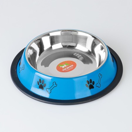 A bowl with a non -slip base color with a print, 475 ml, blue-1