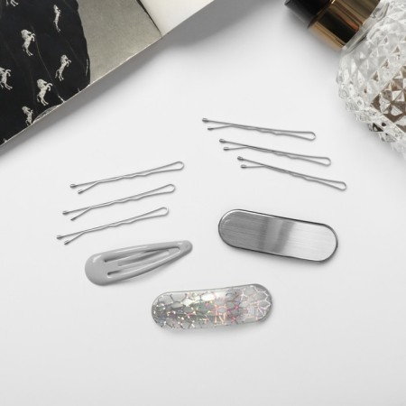 Invisibility for hair "Atlas" (set 9 pcs) 5 cm, silver-1