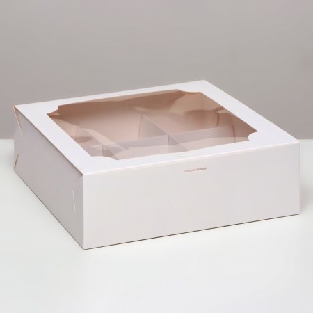 Box for 9 cakes, white, 24 x 24 x 8