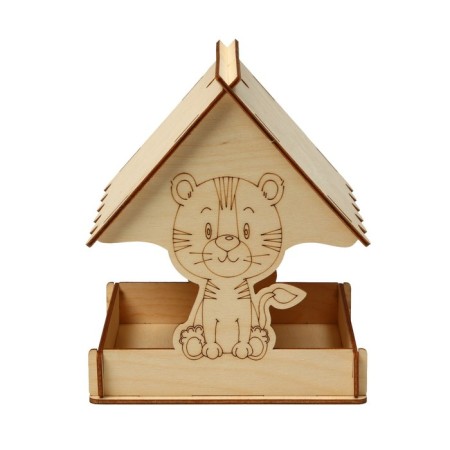 DIY wooden feeder for birds "Tiger", 15.5 × 15 × 18.5 cm, Greengo-11