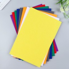 A set of felt (hard) 1 mm 20x30 cm 10 sheets. Assorted