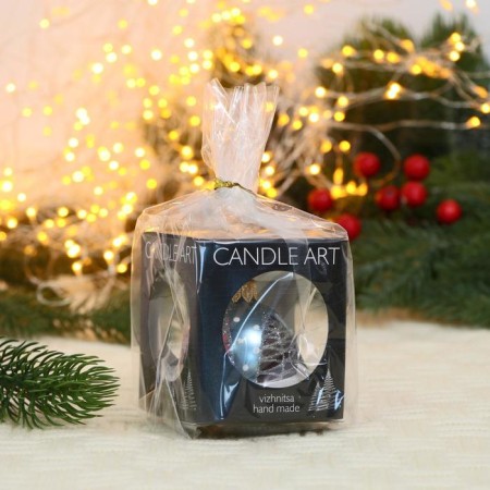 Christmas ball D-5 cm "Christmas trees" manual painting, blue-1