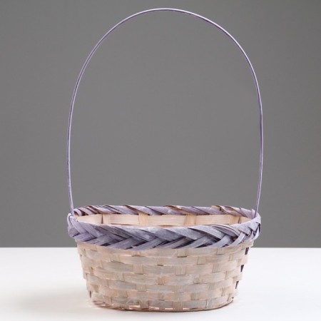 Wicker basket, d23 x 17 x 10/36 cm, purple, bamboo-1