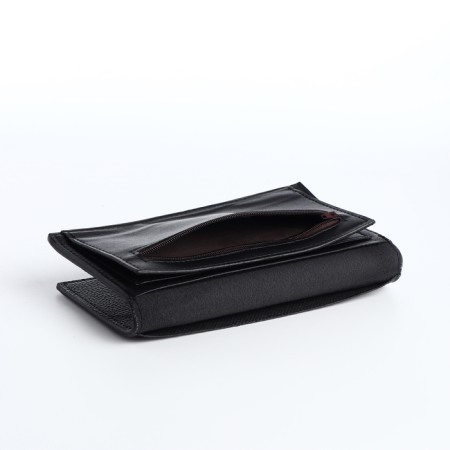 Men's purse on a magnet, a department for cards, coins, black color-4