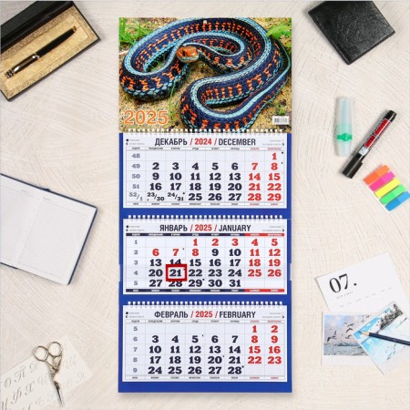 Quarterly calendar, trio "Symbol of the year - 3" 2025, 69 x 31 cm