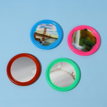 Mirror with a frame for a photo, D 6.5 cm, packing 20 pcs, drawing mix-4