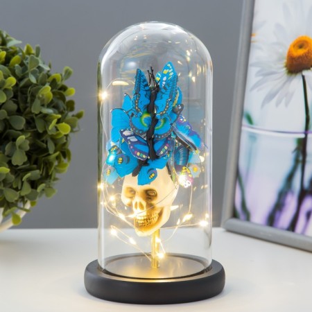 Ночник колба "бабочки и череп" LED от батареек 3хААА 11х11х22,5 см RISALUX-1
