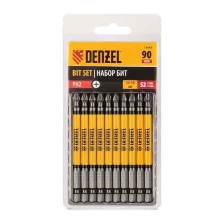 Набор бит Denzel 11644, круглый профиль, PH2 х 90 мм, сталь S2, 10 шт.-2