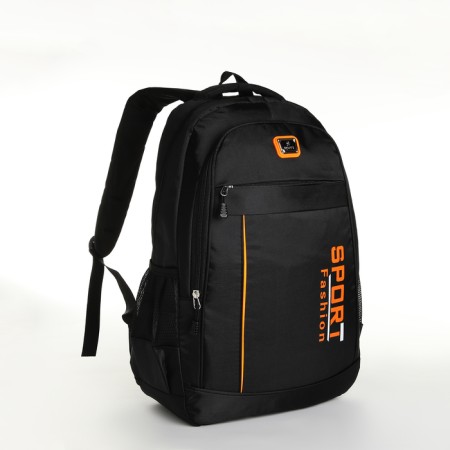Youth backpack on a zipper, 4 pockets, black color/orange-2