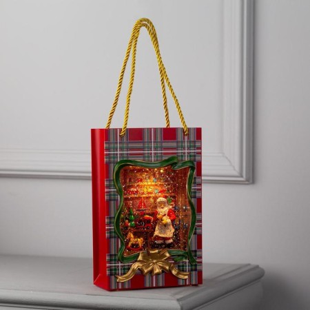 LED figure "Package with Santa Claus" 15 × 23 × 7 cm, plastic, AAX3 batteries (not in the kit), USB, glow warm white-5