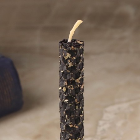 A candle from wax with a basil "attracting good luck and cleaning from negativity", 13x1.7 cm, 1 hour, black-2