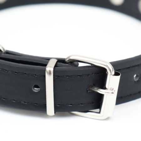 Collar "Lyon" with spikes 45 x 2 cm, Osh 34-40 cm, artificial leather, black-2