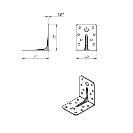 Fitty corner 70x70x55x2 mm, Gots, in packaging 40 pcs-1