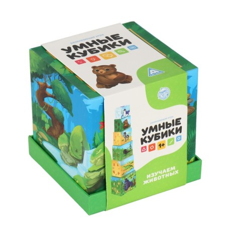 Board game "Smart cubes. Study animals ", 1+-8