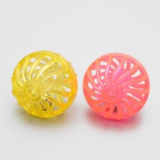 A set of 2 plastic balls with a tambourine 