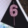Candle for the cake, number "6", pink, 4 x 10 cm.