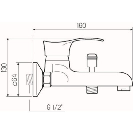 Bath mixer RMS SL86-009, single-leaf, shower set, cast surgery, wall, chrome 442504-4
