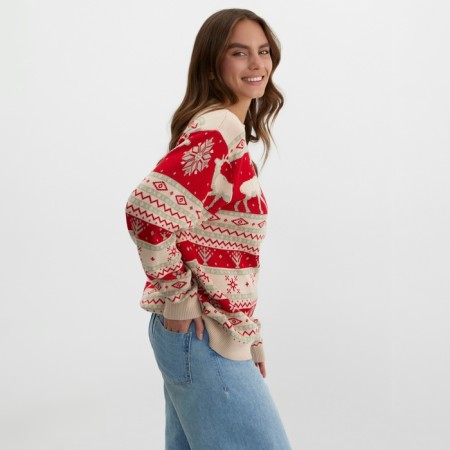New Year. Knitted jumper KAFTAN Scandinavia size 44, red-8