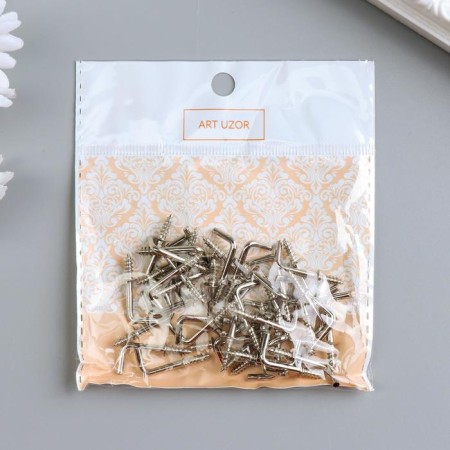 Metal hook (set 40 pcs) silver 2.5x0.5 cm, mix-6