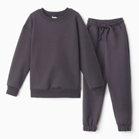 Costume (sweatshirt and trousers) children's minku, graphite color, height 128 cm-5